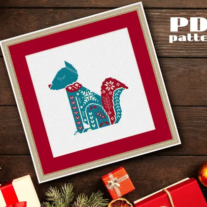 Christmas fox cross stitch pattern pdf