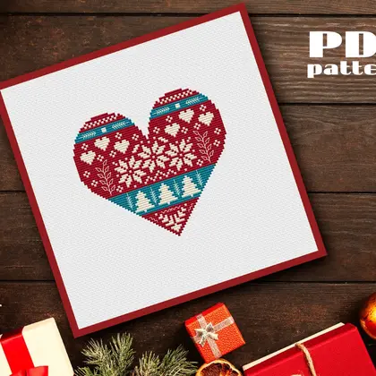Christmas heart cross stitch pattern pdf, Winter cross stitch