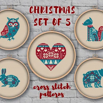 Christmas set cross stitch pattern pdf, Winter cross stitch