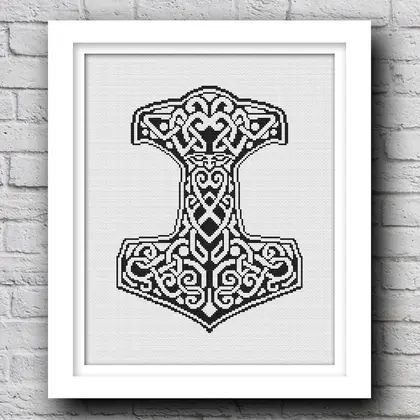 Thor's Hammer cross stitch pattern pdf, Viking cross stitch