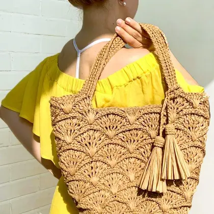 Crochet pattern Raffia beach bag PDF Tutorial Video