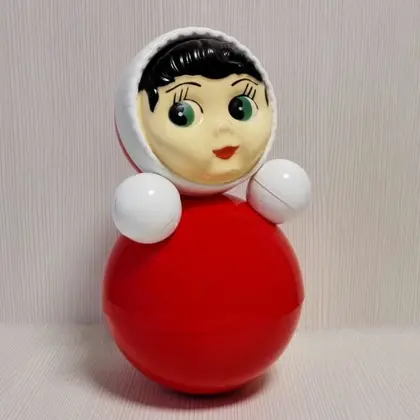 Vintage Soviet Red Doll Roly Poly. Musical Doll Anime