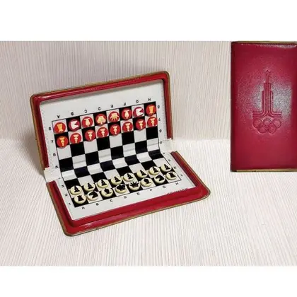 Antique Soviet Travel Magnetic Chess. Road Pocket Chess Moscow 80