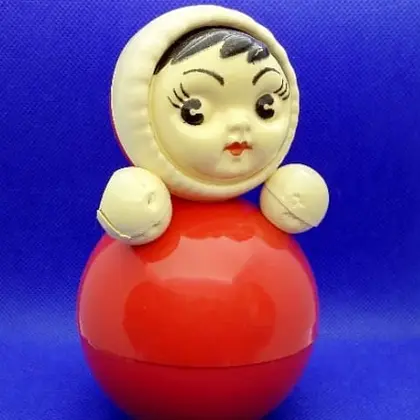Vintage Soviet Musical Toy Roly Poly.Russian Doll Anime