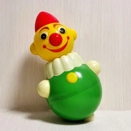 Vintage Soviet Musical Doll Clown.Russian Doll Roly Poly