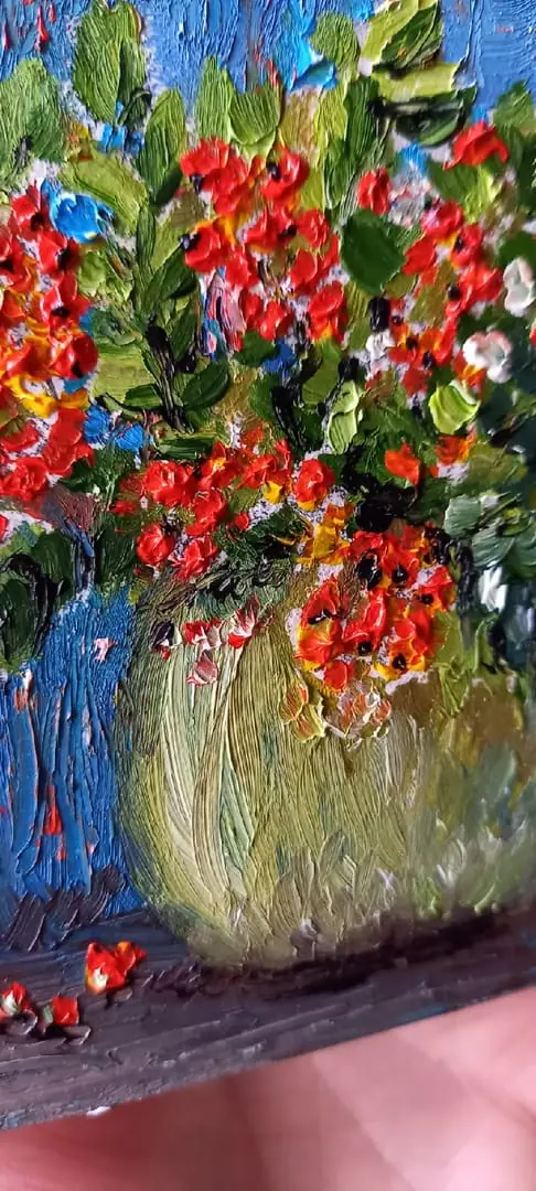 Rowan oil painting 4.7*5.1 inch still life in a vase 3 Rowan oil painting 4.7*5.1 inch still life in a vase - Image 3