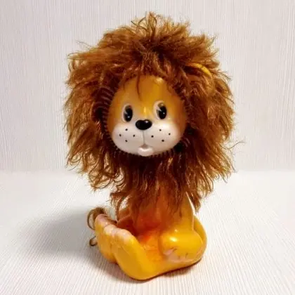 Vintage Soviet Rubber Toy Lion. Yellow Toy Lion.Antique Toys USSR