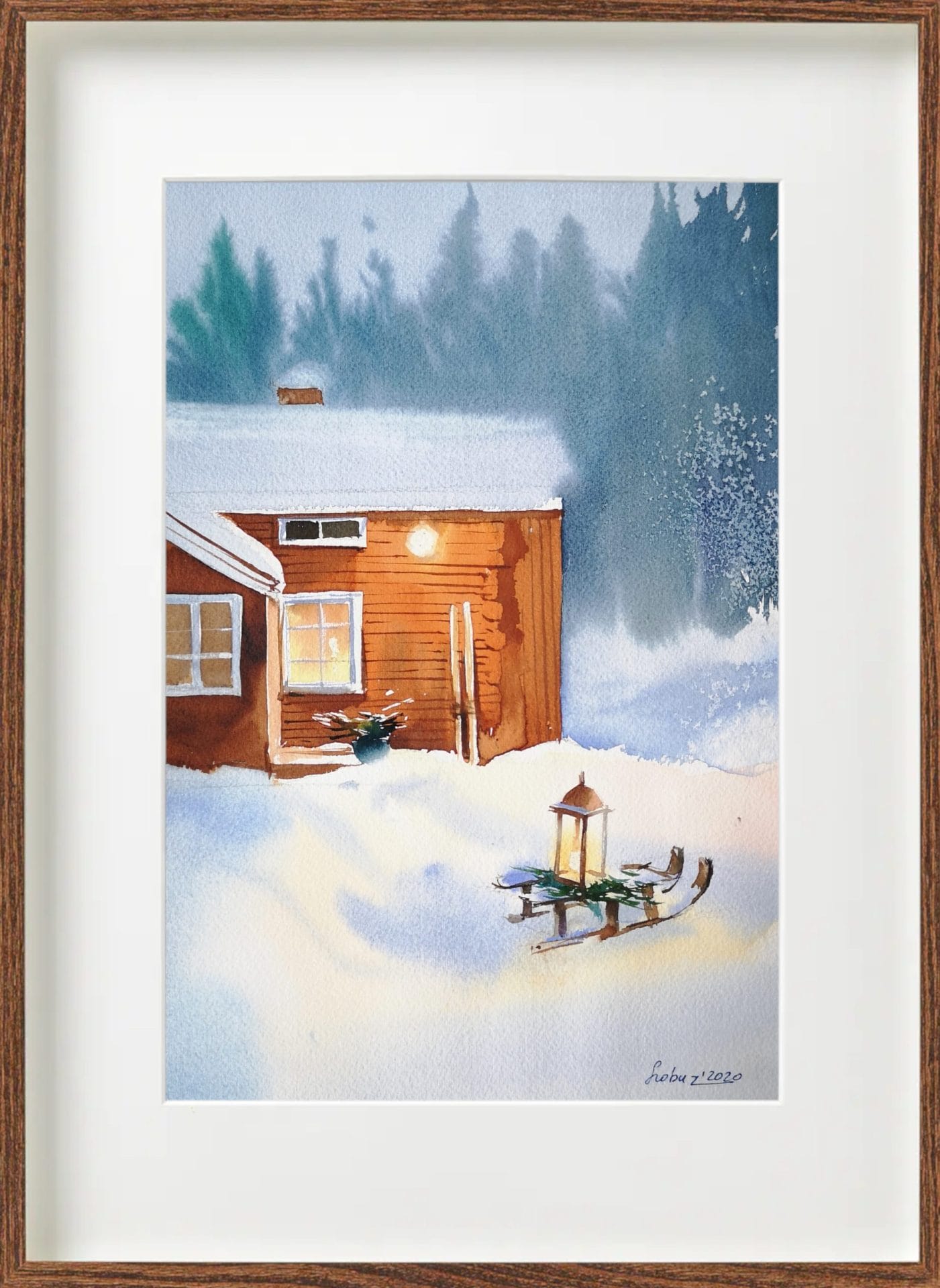 Cold and warm light - Original watercolor 3 Cold and warm light - Original watercolor - Image 3