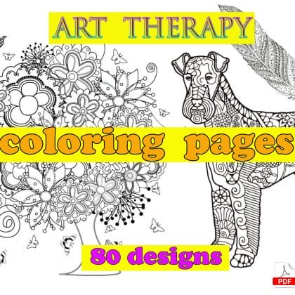 Art Therapy. Coloring pages. 80 designs. Relaxation through drawing