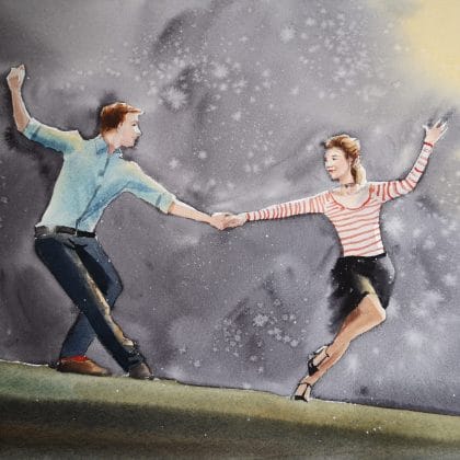 Let's light up in the dance - Original watercolor