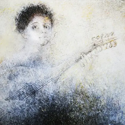 playing guitar painting