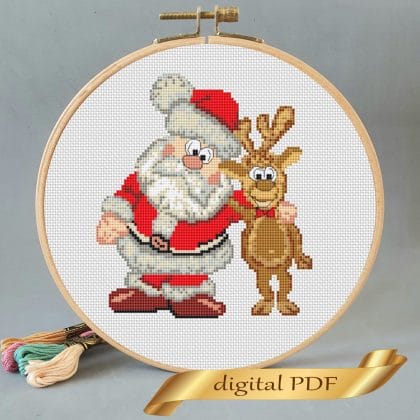 Santa and reindeer cross stitch