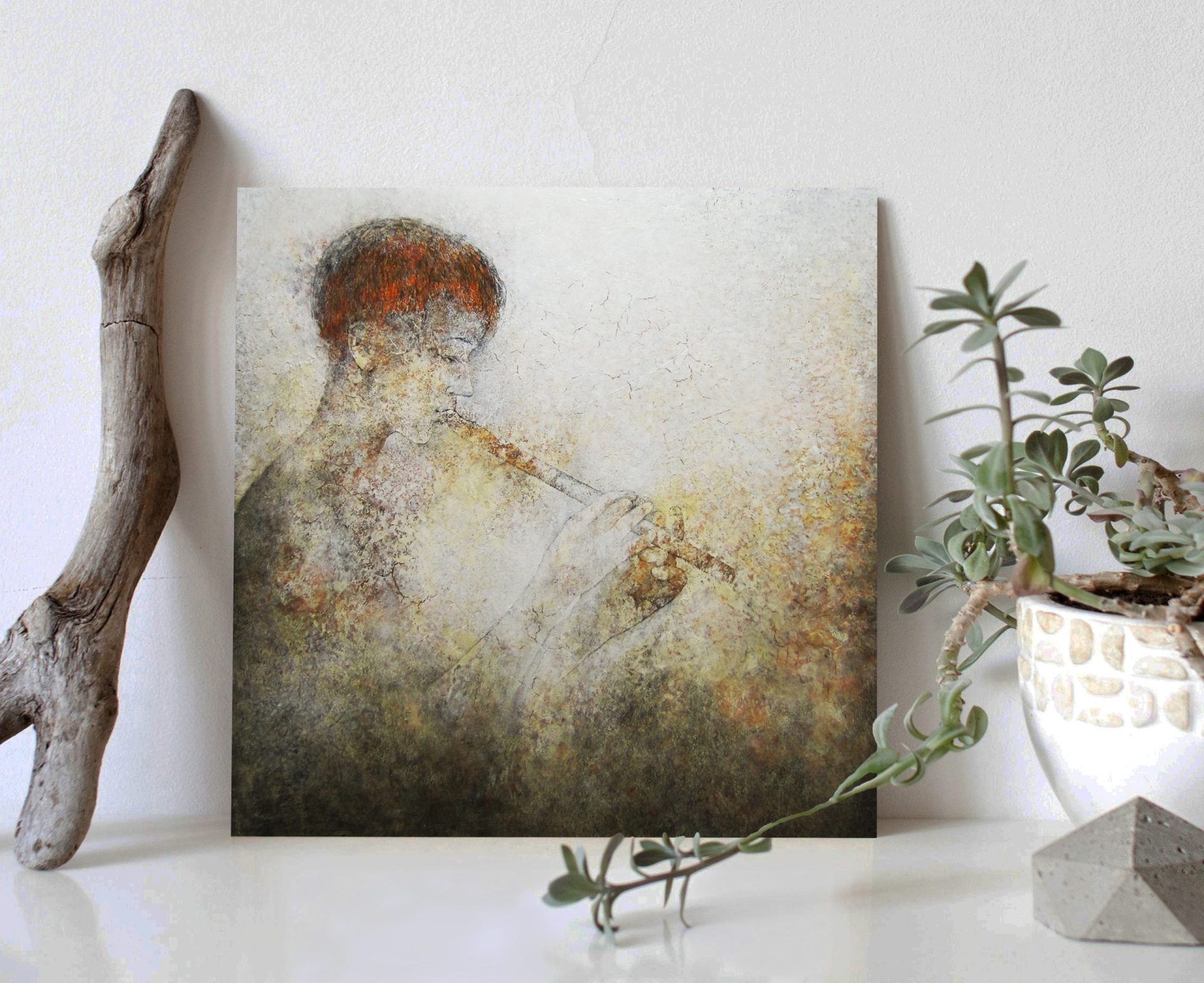 Boy playing flute painting heartfelt music flutist 2 boy playing flute painting