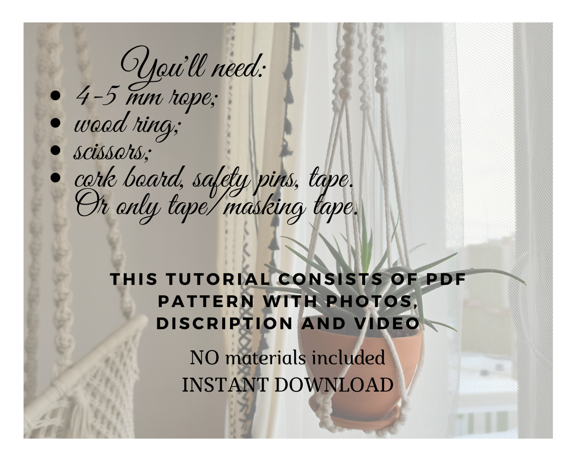 Macrame plant hanger without tassel pattern PDF 2 Macrame plant hanger without tassel pattern PDF - Image 2