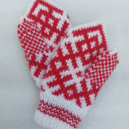 hand-knitted wool mittens