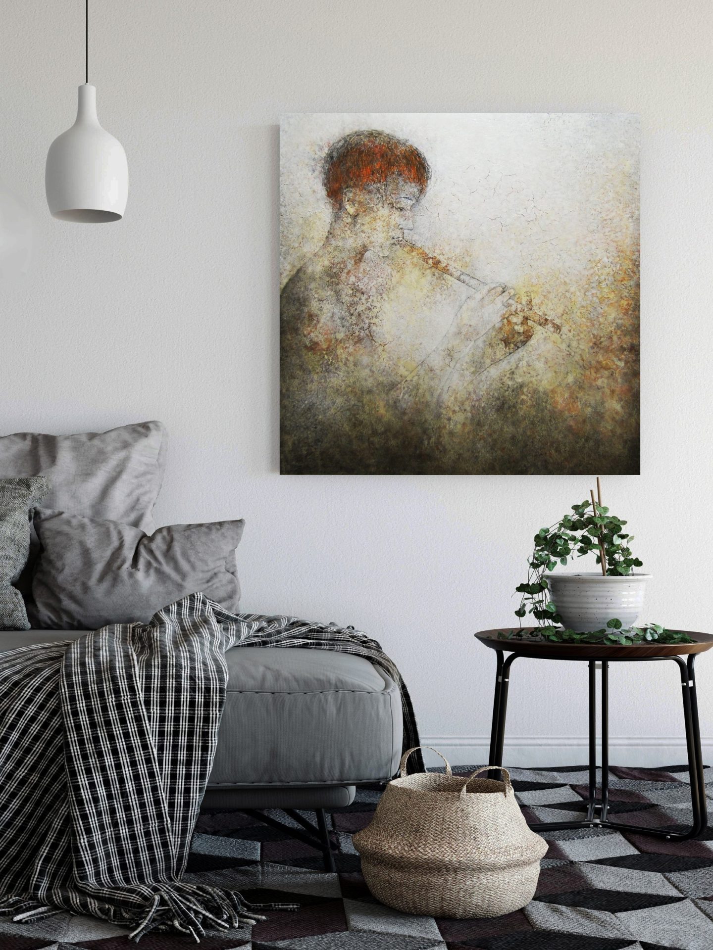 Boy playing flute painting heartfelt music flutist 3 boy playing flute painting