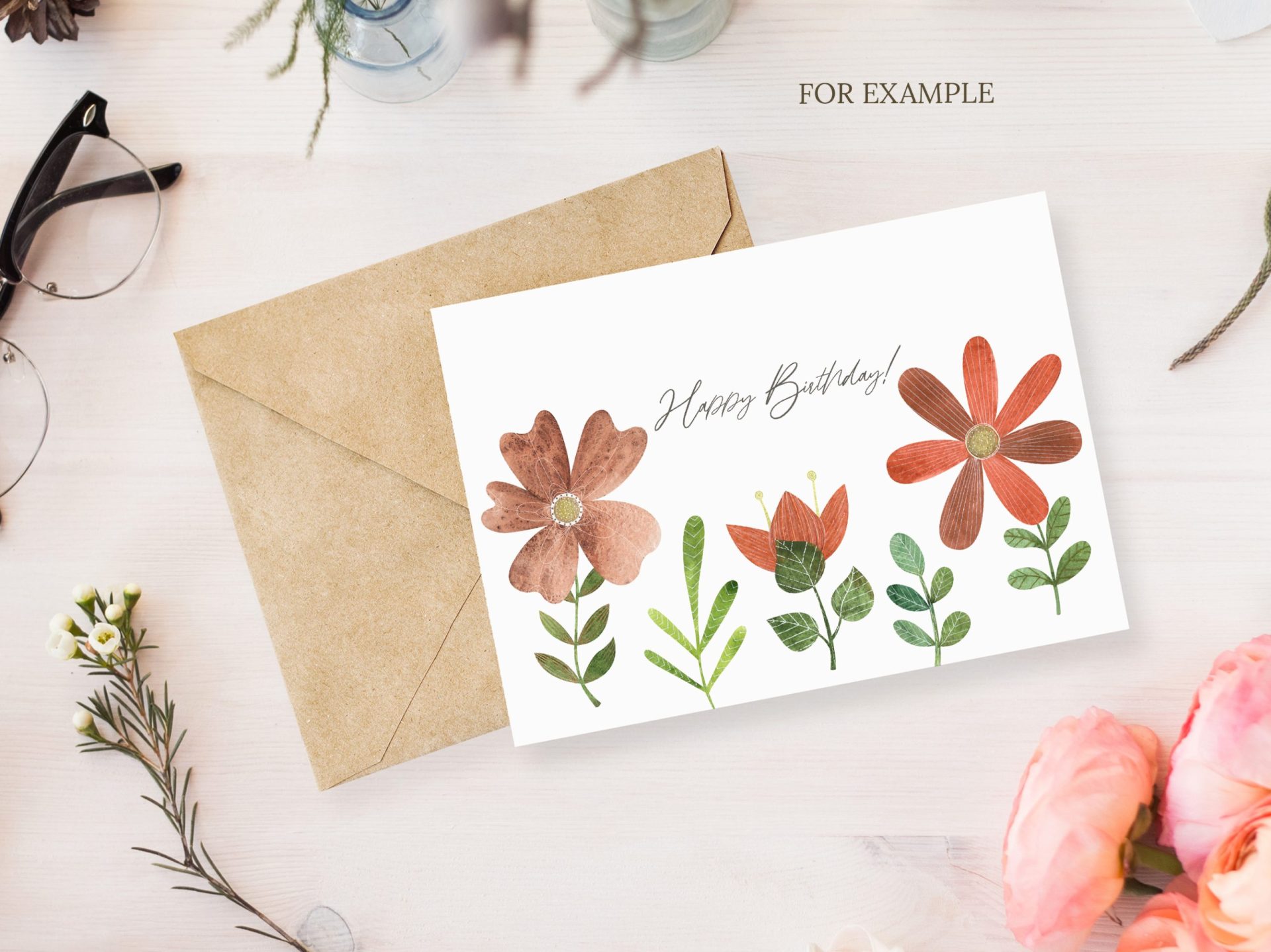 Watercolor nature clipart. Wildflower set with leaves, flowers 4 Watercolor nature clipart. Wildflower set with leaves, flowers - Image 4