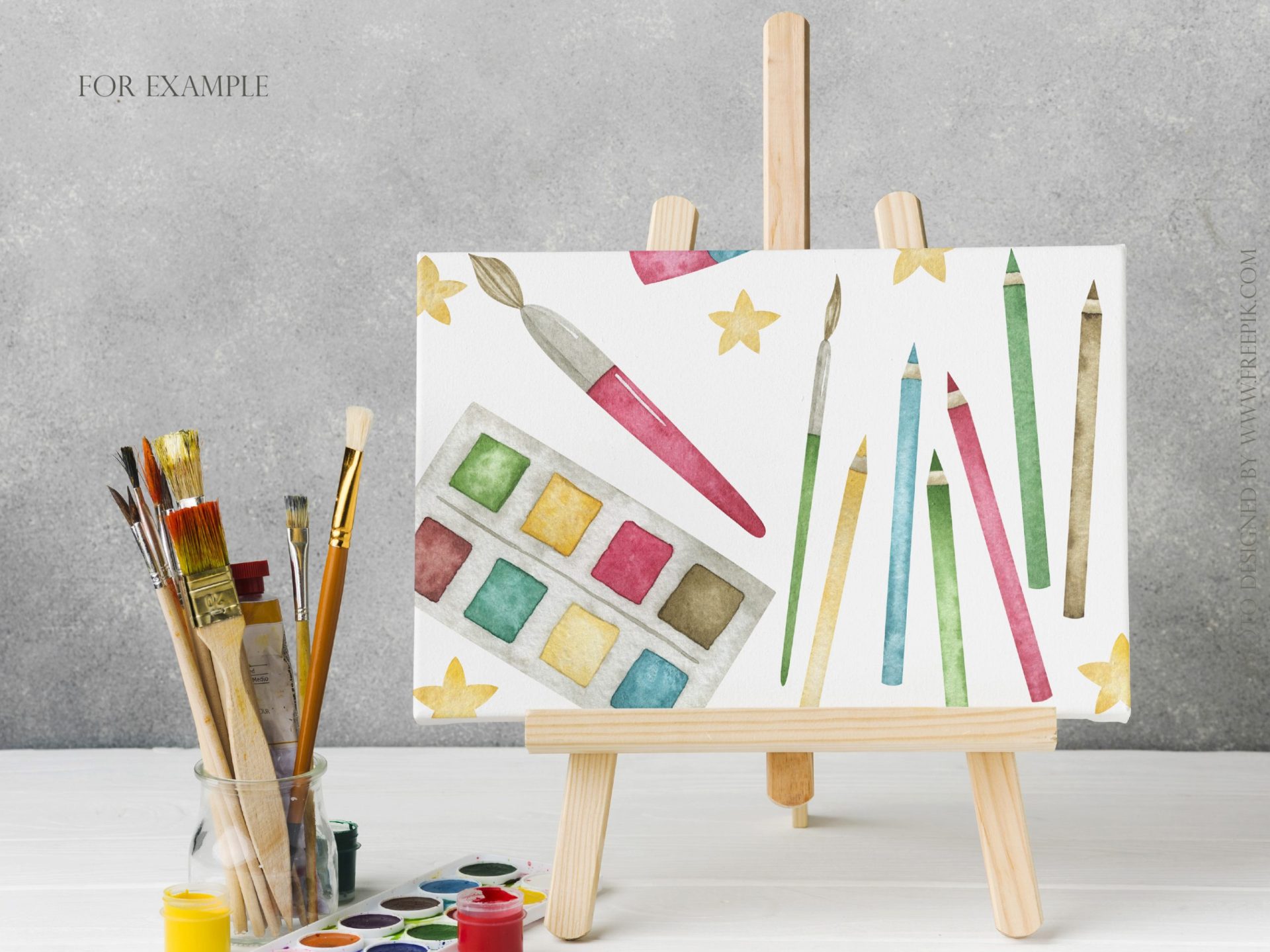 Watercolor school clipart. Back to school with chalkboard 5 Watercolor school clipart. Back to school with chalkboard - Image 5