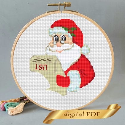 Christmas Santa pattern cross stitch.
