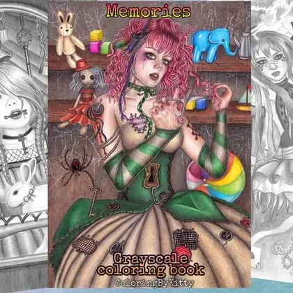 Pdf coloring book "Memories" 20 gothic pages to color