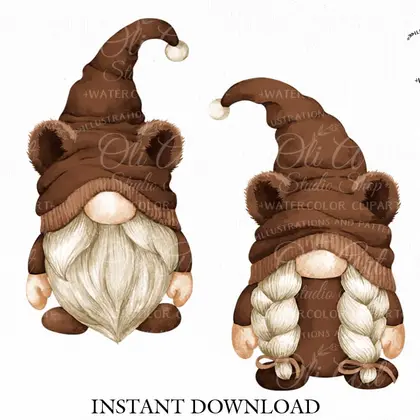 Bear Gnome, digital clipart png, cute characters, digital download