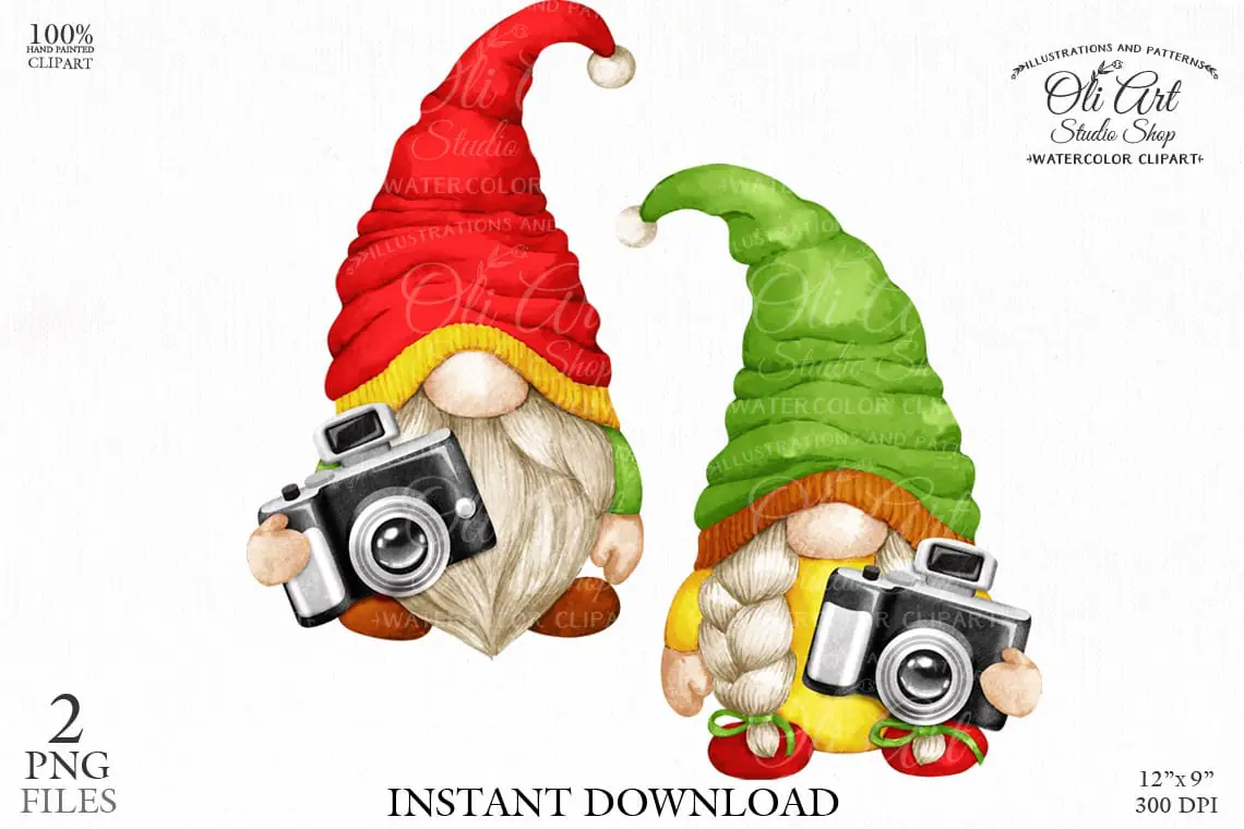Gnome with a camera, clip art png, photographer gnome 1 Gnome with a camera, clip art png, photographer gnome