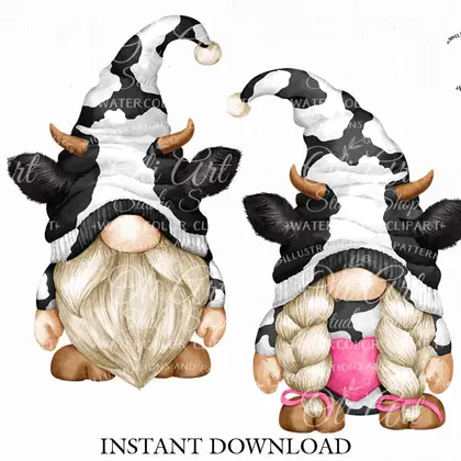 Cow gnome, digital clipart png, cow hide