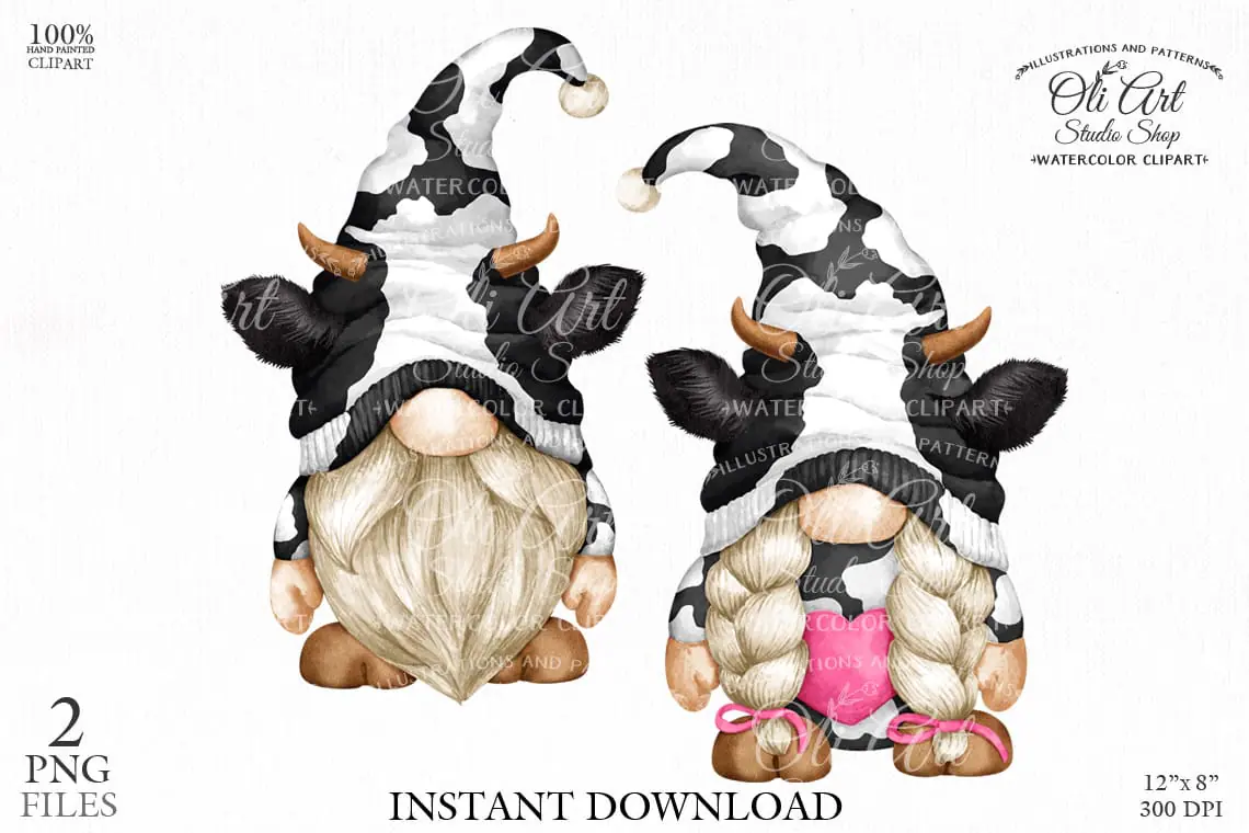 Cow gnome, digital clipart png, cow hide 1 Cow gnome, digital clipart png, cow hide