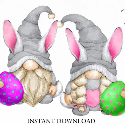 Easter Bunny gnome, Easter egg, digital clipart png, сute characters