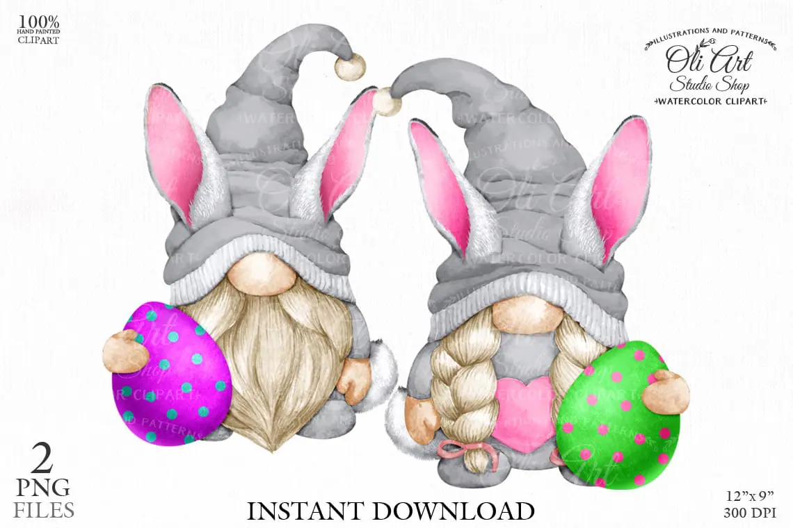 Easter Bunny gnome, Easter egg, digital clipart png, сute characters 1 Easter Bunny gnome, Easter egg, digital clipart png, сute characters