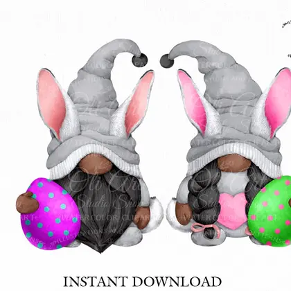 Easter Bunny gnome, Easter egg, digital clipart png, сute characters