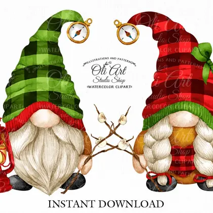 Gnomes png, camping, сute characters, funny camper clipart