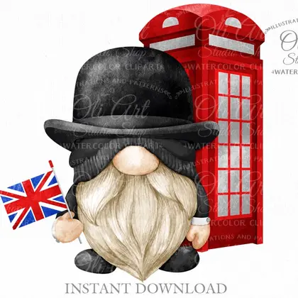 Gnome Englishman clip art png, gentleman, bowler hat