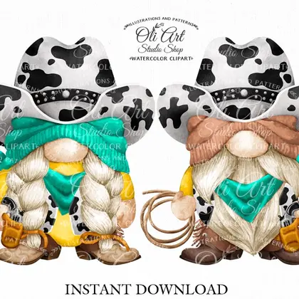 Cowboy gnome, Cowboy hat, digital clipart png, сute characters
