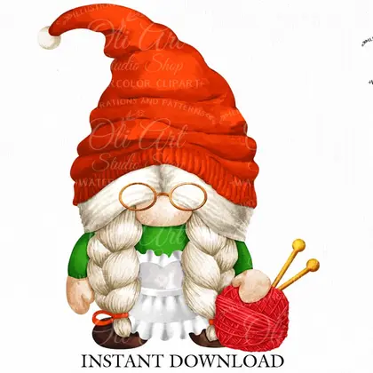 Grandma gnome, digital clipart png, сute characters