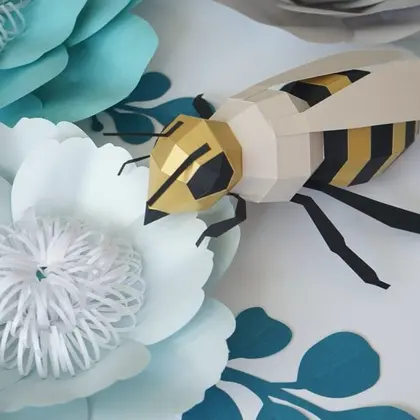 papercraft bee 3d origami template