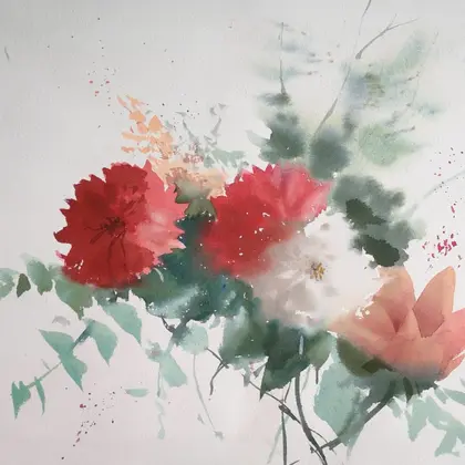 Bouquet Colors of Passion - Original watercolor