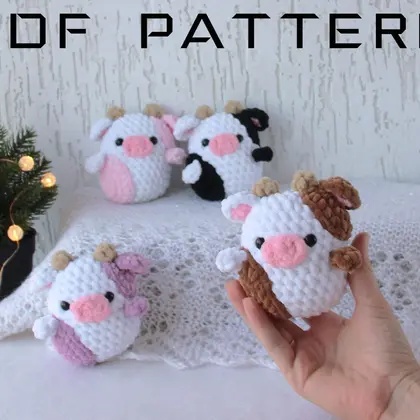 Small Strawberry cow crochet PATTERN amigurumi stuffed animal
