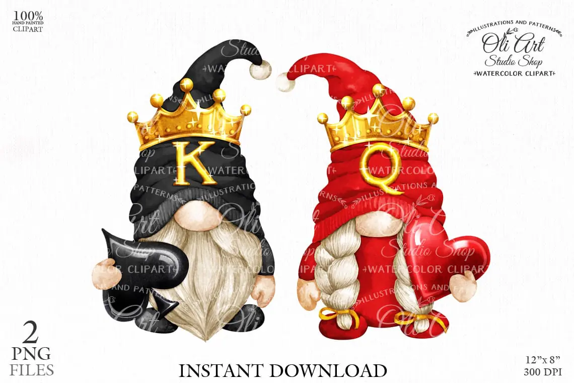 King of Spades, Queen of Hearts, gnomes 1 King of Spades, Queen of Hearts, gnomes