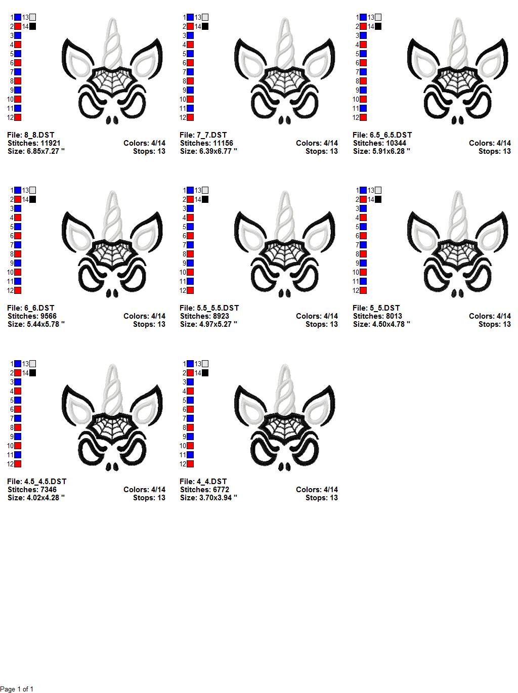 Halloween Unicorn Skeleton applique design for machine embroidery 4 Halloween Unicorn Skeleton applique design for machine embroidery - Image 4