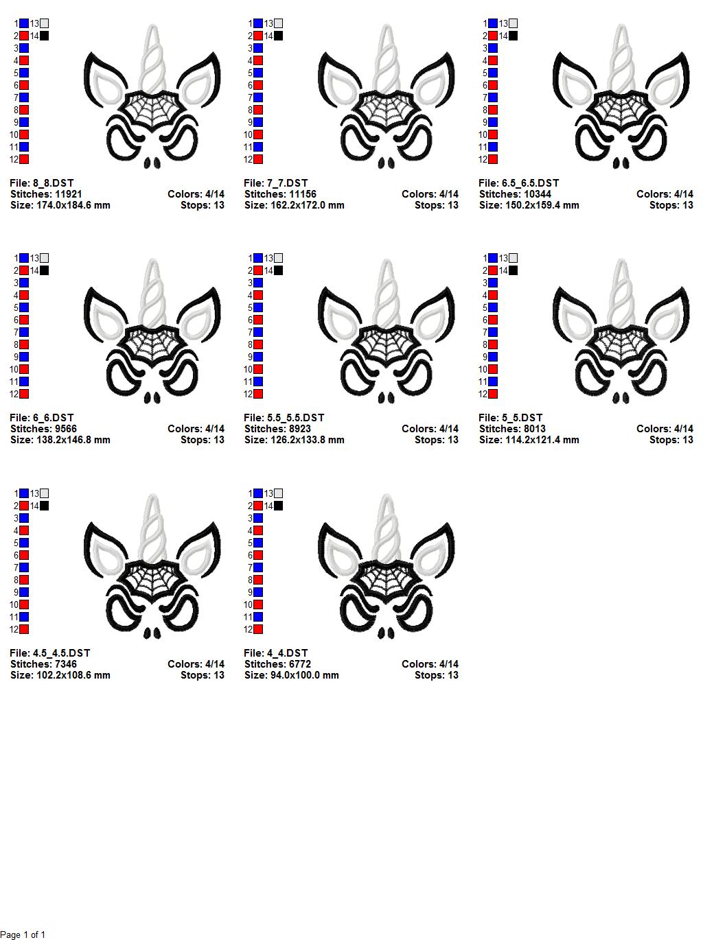Halloween Unicorn Skeleton applique design for machine embroidery 5 Halloween Unicorn Skeleton applique design for machine embroidery - Image 5