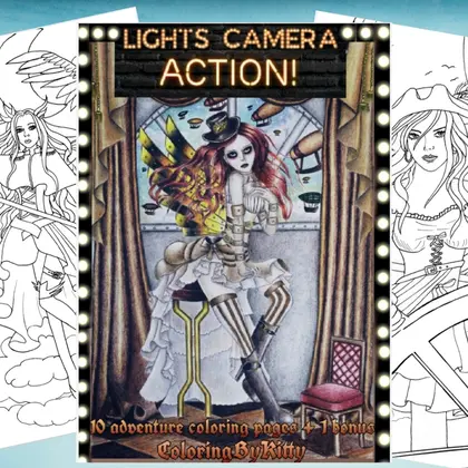 Pdf coloring book "Light, Camera, Action"