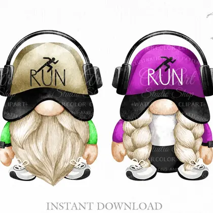 Runner gnome, digital clipart png, сute characters, digital download
