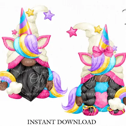 Unicorn Gnome digital clipart png, сute characters