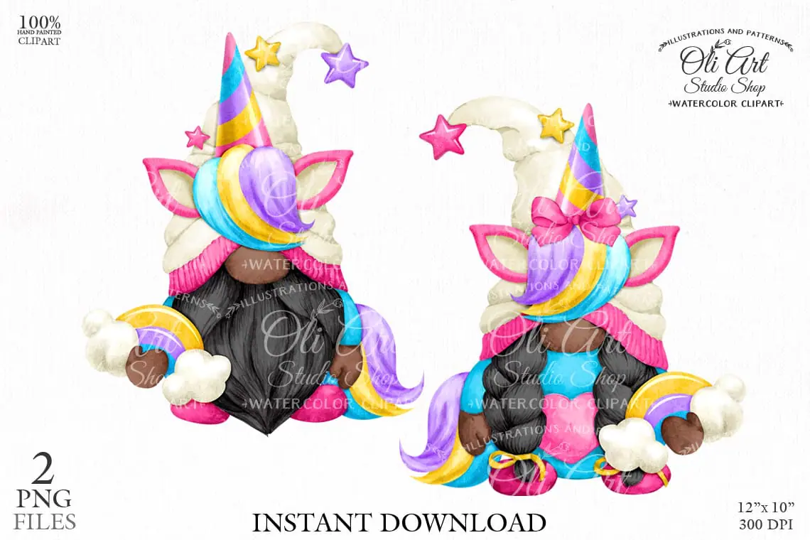 Unicorn Gnome digital clipart png, сute characters 1 Unicorn Gnome digital clipart png, сute characters