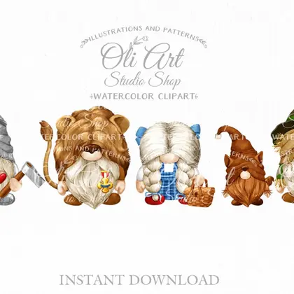 Wizard of Oz gnomes, digital clipart png, cute characters