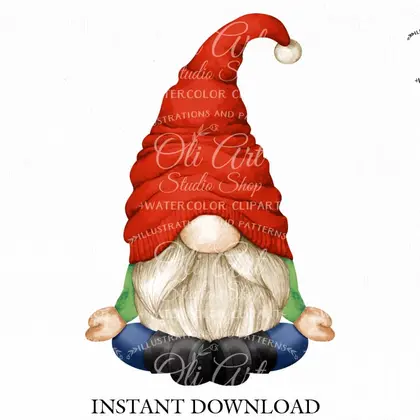 Yoga Gnome clip art, digital clipart png, сute characters