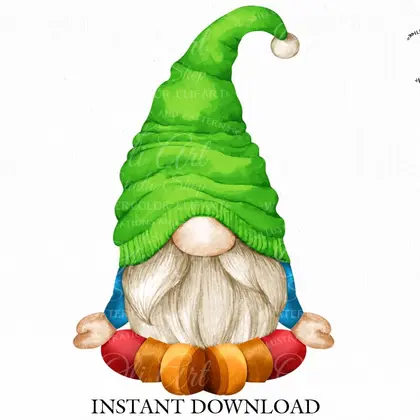 Yoga Gnome clip art, digital clipart png, сute characters