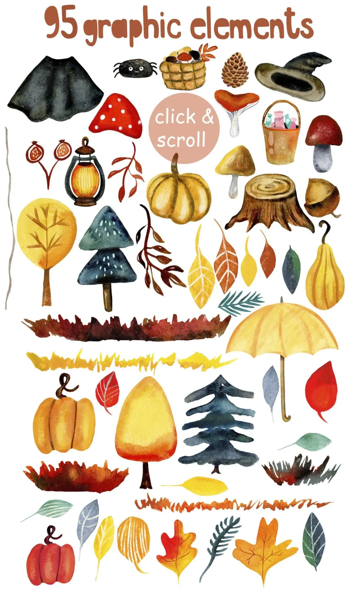 Watercolor autumn animals friendship story, fox and rabbit art 10 animals-autumn-clipart-scaled