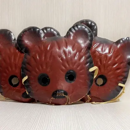 Soviet Xmas Carnival Mask Bear.Old Carnival Masks of papier mache